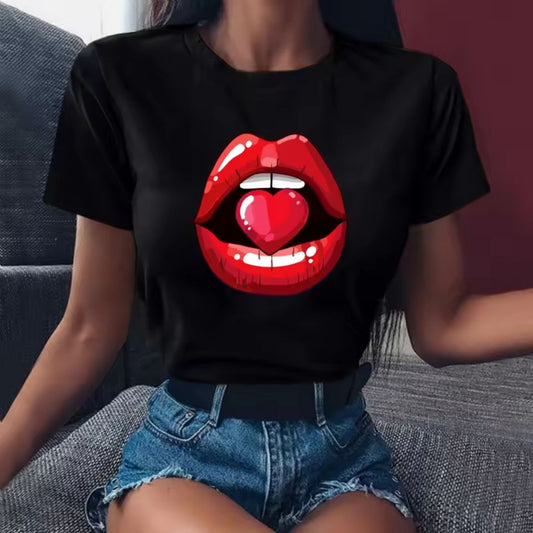 Lipvéra | Dames-T-shirt met lippendessin