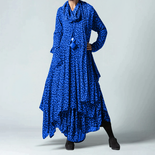 Thistova | Herfstprint met lange mouwen en retro lange jurk