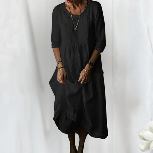 Thalivra | Katoen-Linnen Midi Dress
