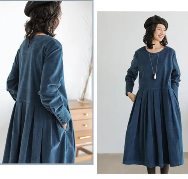 Cordeliane | Parisian Grace Corduroy Jurk