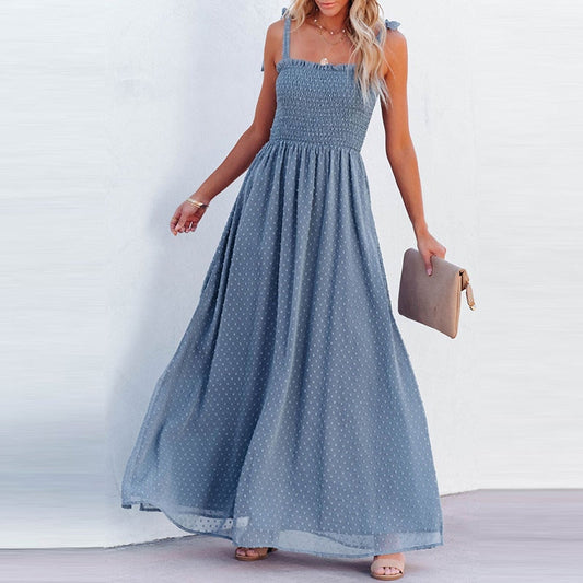Gabriella | Gestippelde luchtige maxi jurk