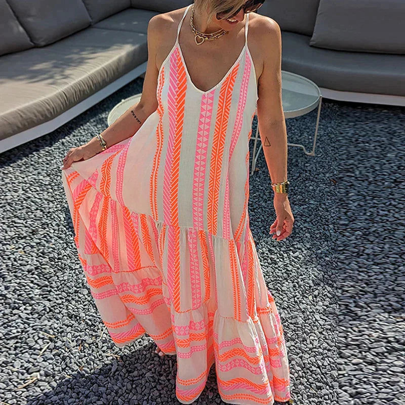 Juliet | De Dayglow midi-jurk met ruches