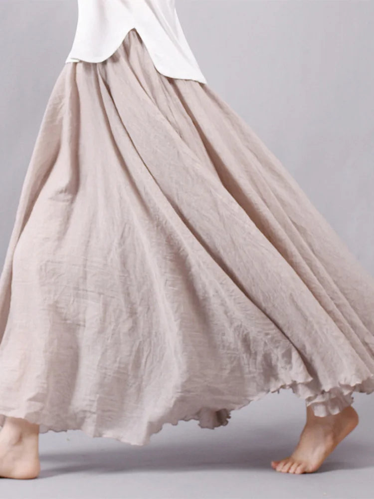 Cassandra | Dames hoge taille linnen maxirok