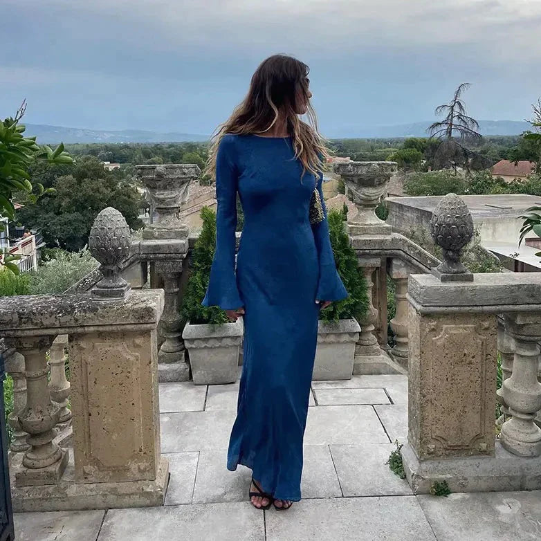 Seraphira | Maxi-jurk met lange mouwen en trompet