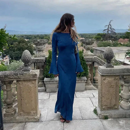 Seraphira | Maxi-jurk met lange mouwen en trompet