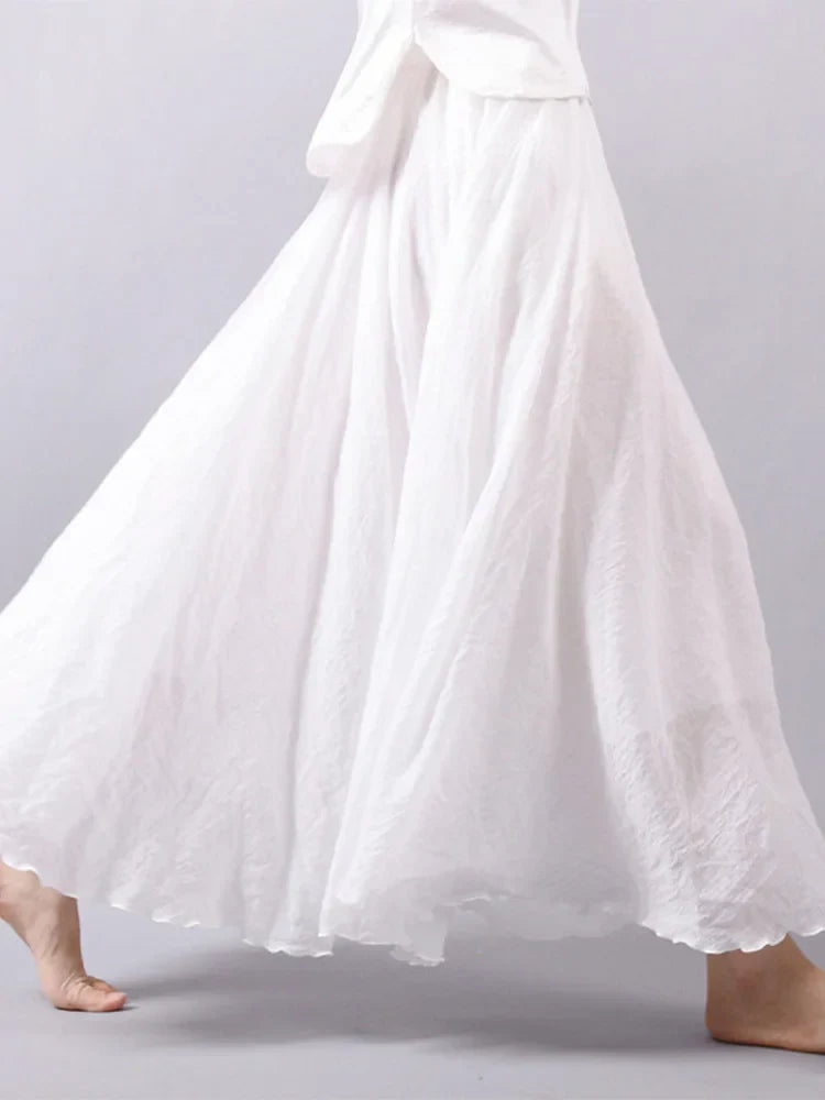 Cassandra | Dames hoge taille linnen maxirok