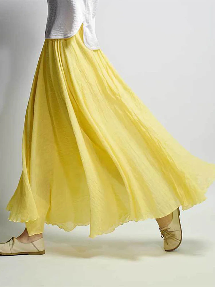 Cassandra | Dames hoge taille linnen maxirok