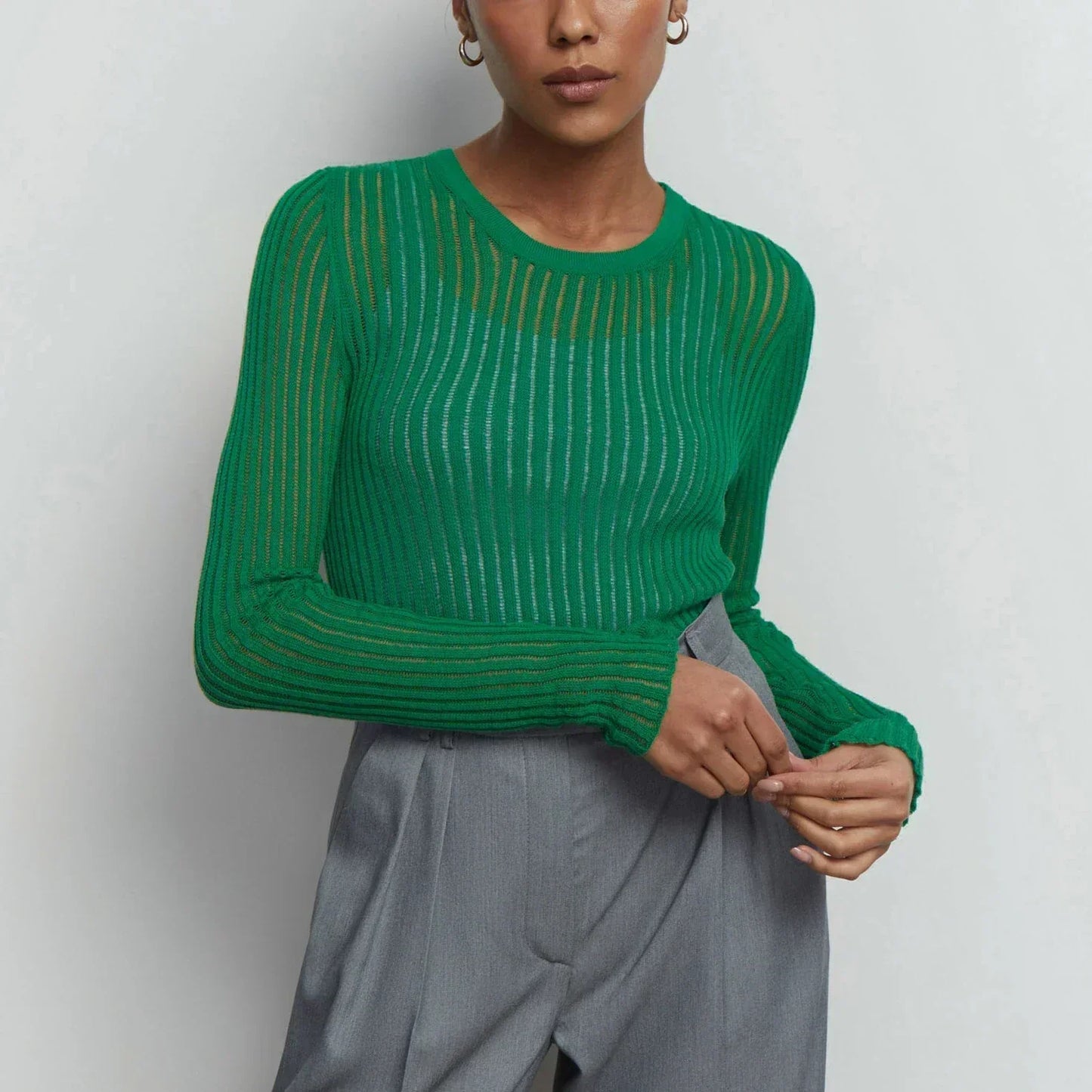 Veilvanna | Sheer Stripe Elegance Top