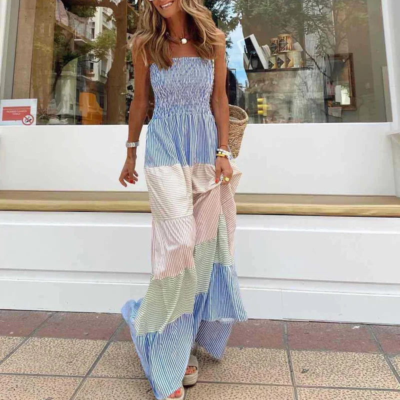 Solanira | Boho gestreepte maxi jurk