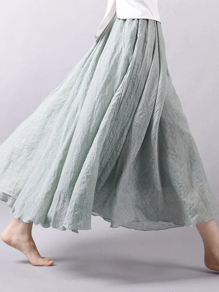 Cassandra | Dames hoge taille linnen maxirok
