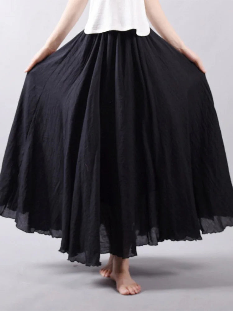Cassandra | Dames hoge taille linnen maxirok
