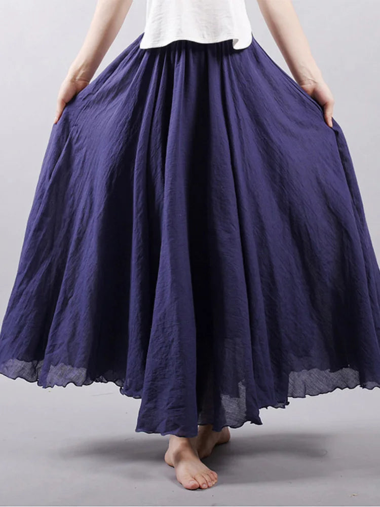 Cassandra | Dames hoge taille linnen maxirok