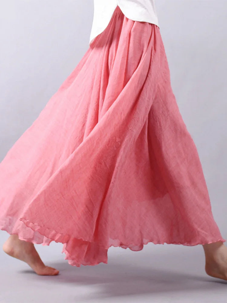 Cassandra | Dames hoge taille linnen maxirok