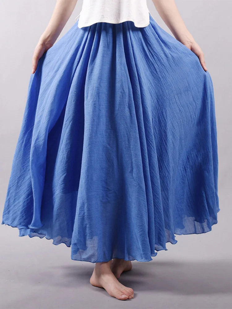 Cassandra | Dames hoge taille linnen maxirok