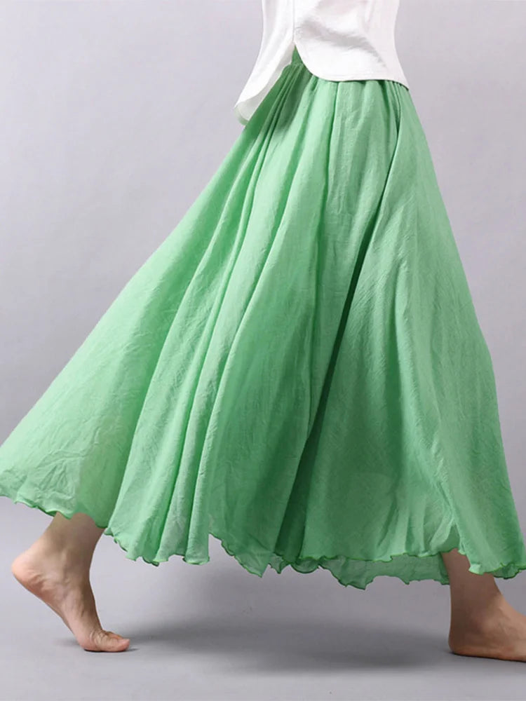 Cassandra | Dames hoge taille linnen maxirok