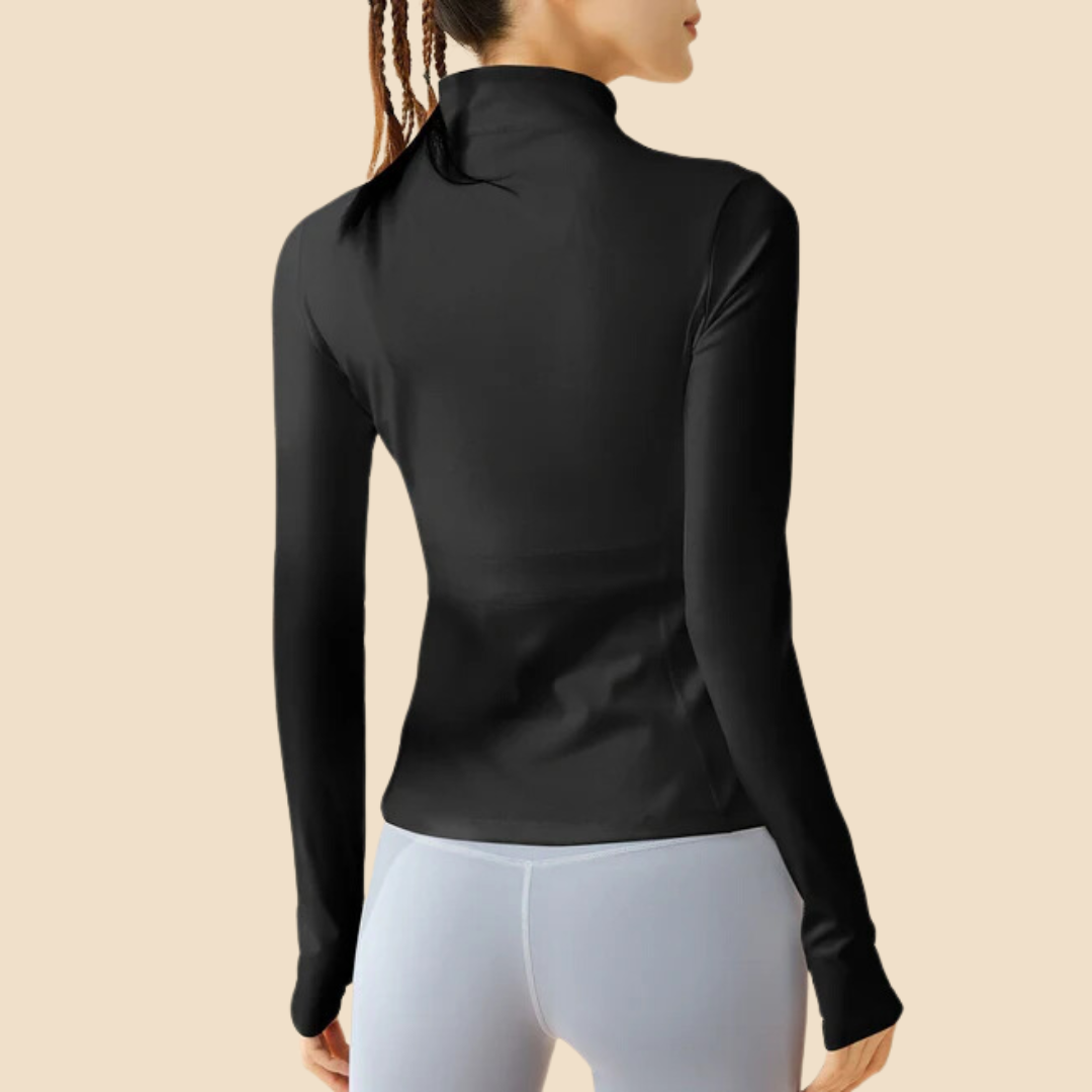 Grace | Cropped sportjack met ademende stof en staande kraag