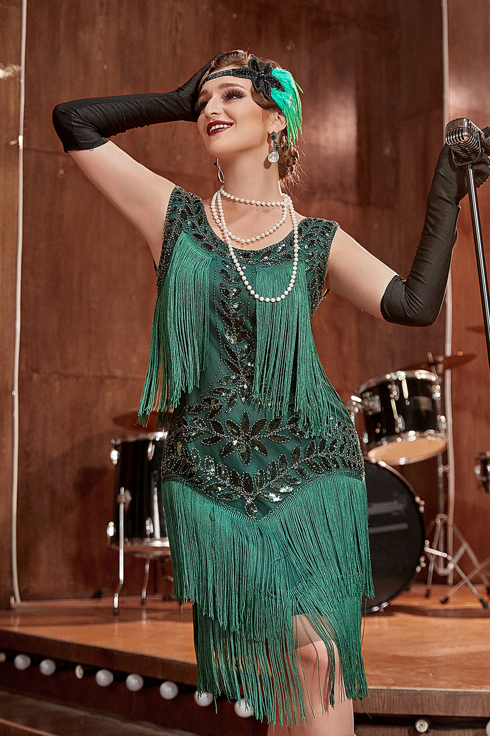 Glimmera | Deco Pailletten Franje Jurk