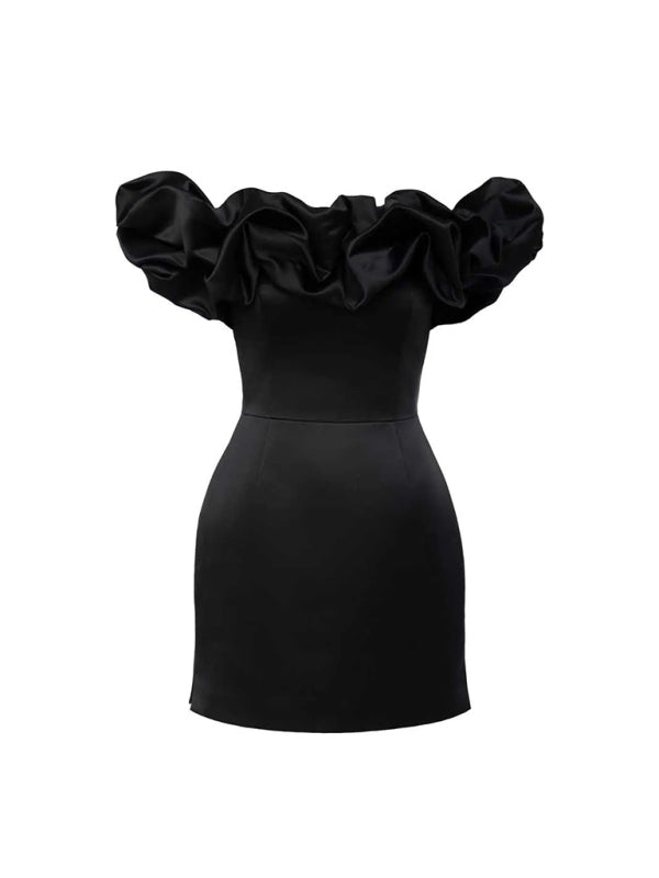Aureza | Off-the-shoulder satijnen jurk met ruches