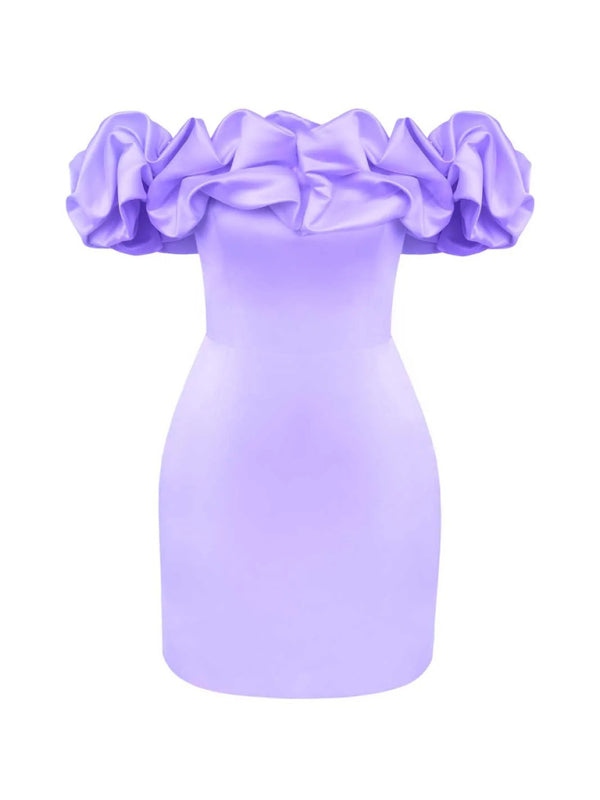 Aureza | Off-the-shoulder satijnen jurk met ruches