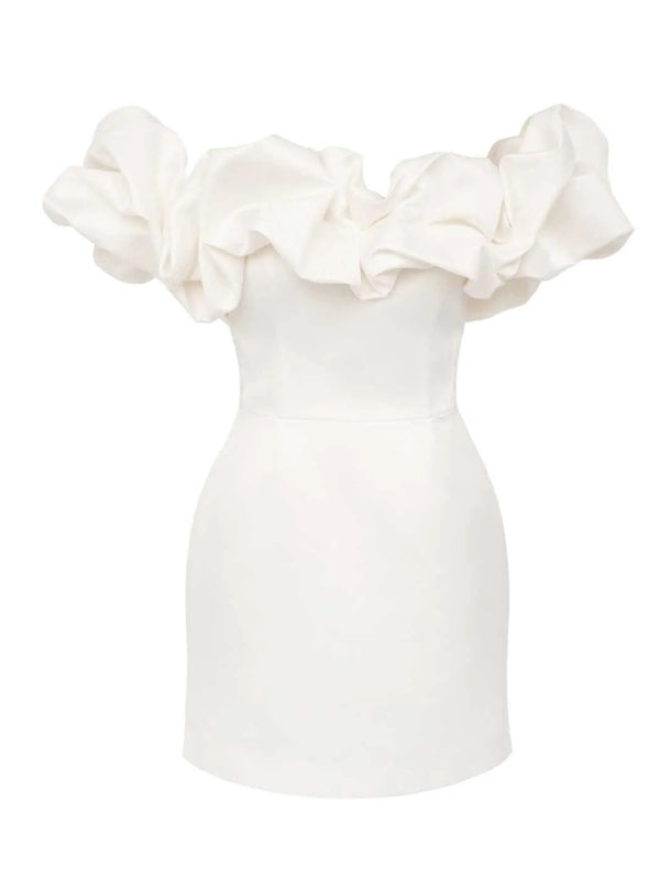 Aureza | Off-the-shoulder satijnen jurk met ruches