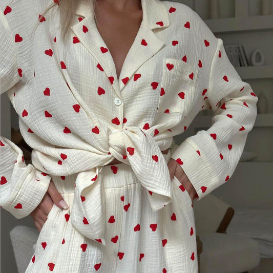 Cherisnoo | Tweedelige katoenen Loungewear met hartprint