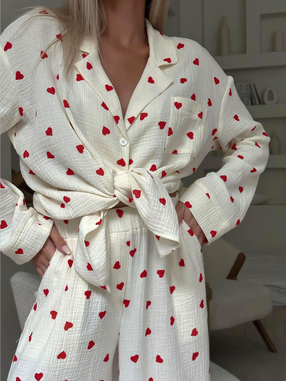 CeriseLuxe | Stijlvolle Kersen Pyjamaset