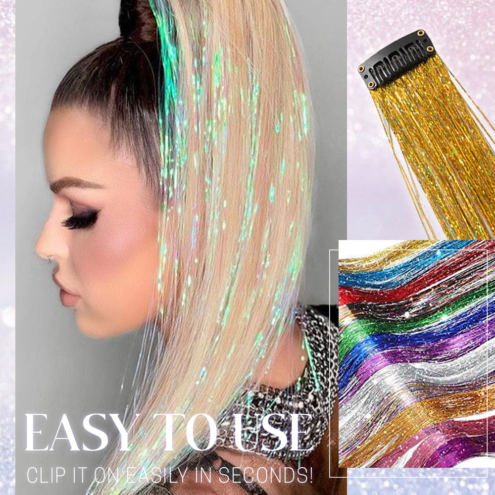 Glittery Tinsel Hair Extension - whambeauty